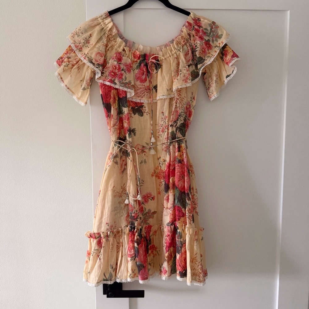 Zimmermann One-Shoulder Floral Ruffle Dress
